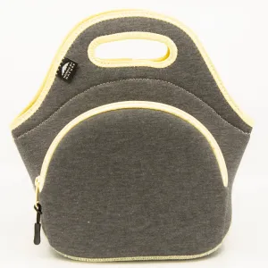 12" Cotton Lunch Bag Grey/Yellow