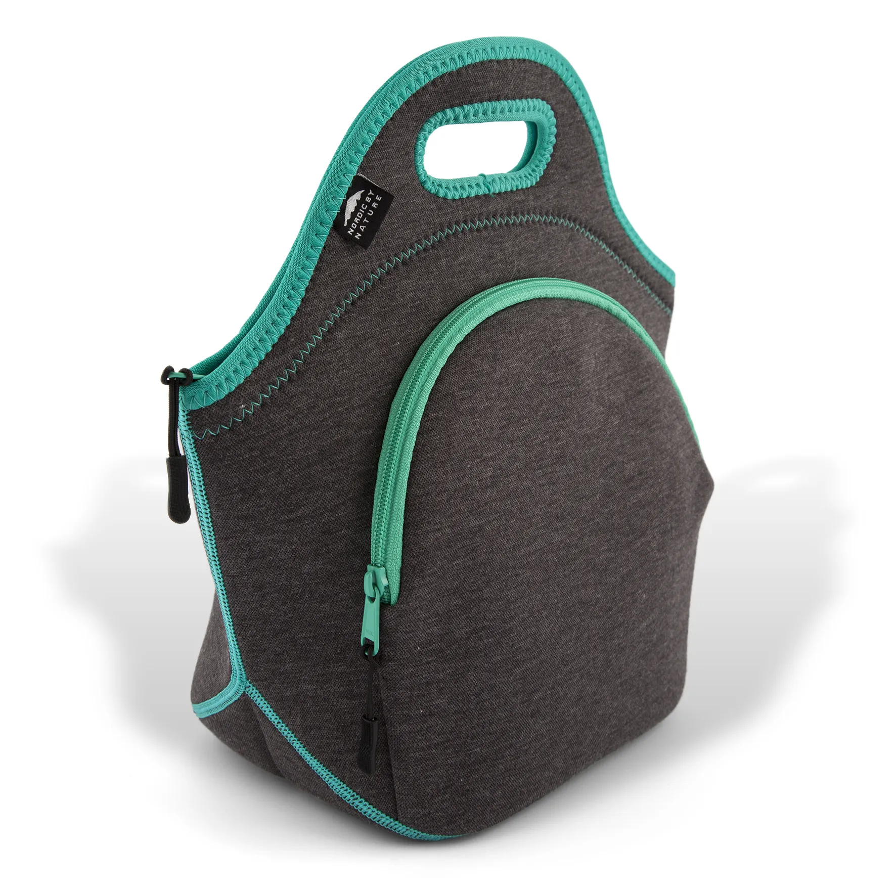 13.5" Cotton Lunch Bag Darkgray/Lagoon