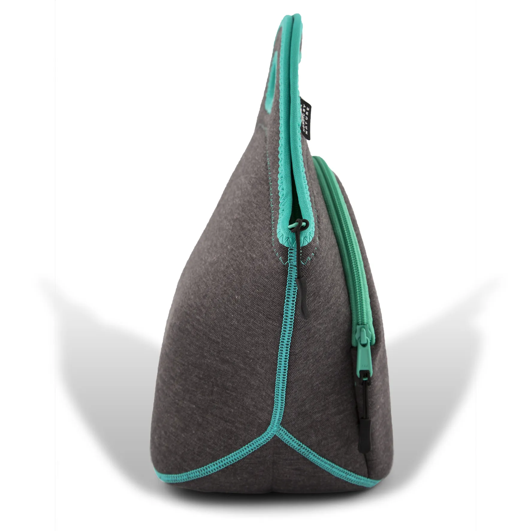 13.5" Cotton Lunch Bag Darkgray/Lagoon