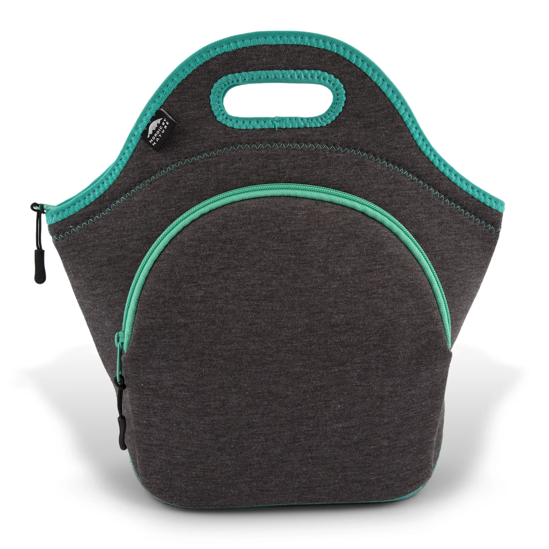 13.5" Cotton Lunch Bag Darkgray/Lagoon