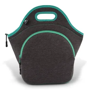 13.5" Cotton Lunch Bag Darkgray/Lagoon