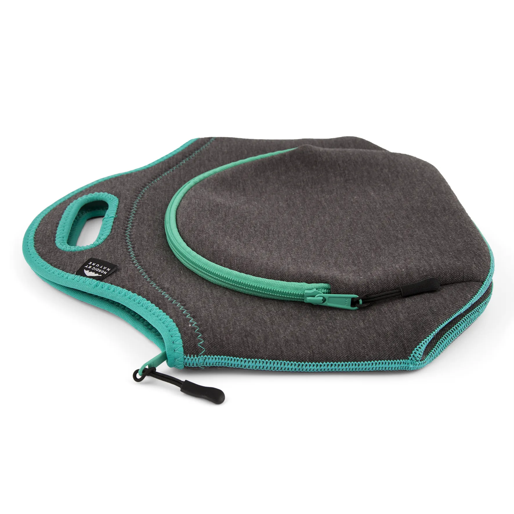 13.5" Cotton Lunch Bag Darkgray/Lagoon