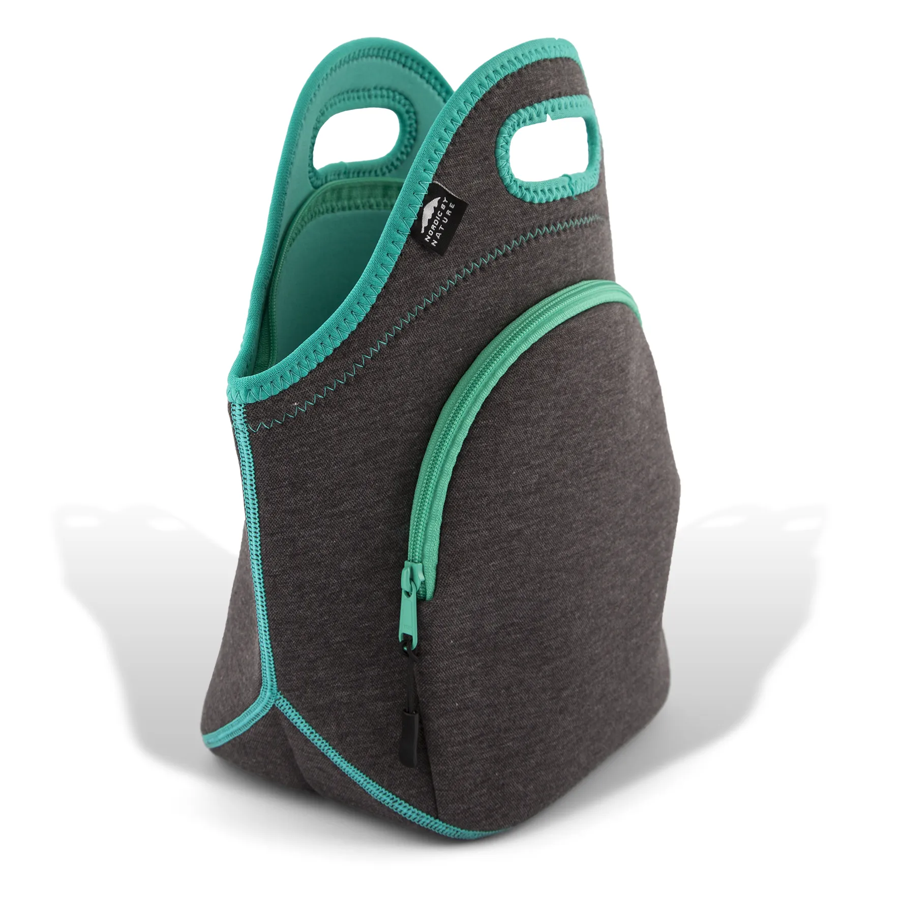 13.5" Cotton Lunch Bag Darkgray/Lagoon