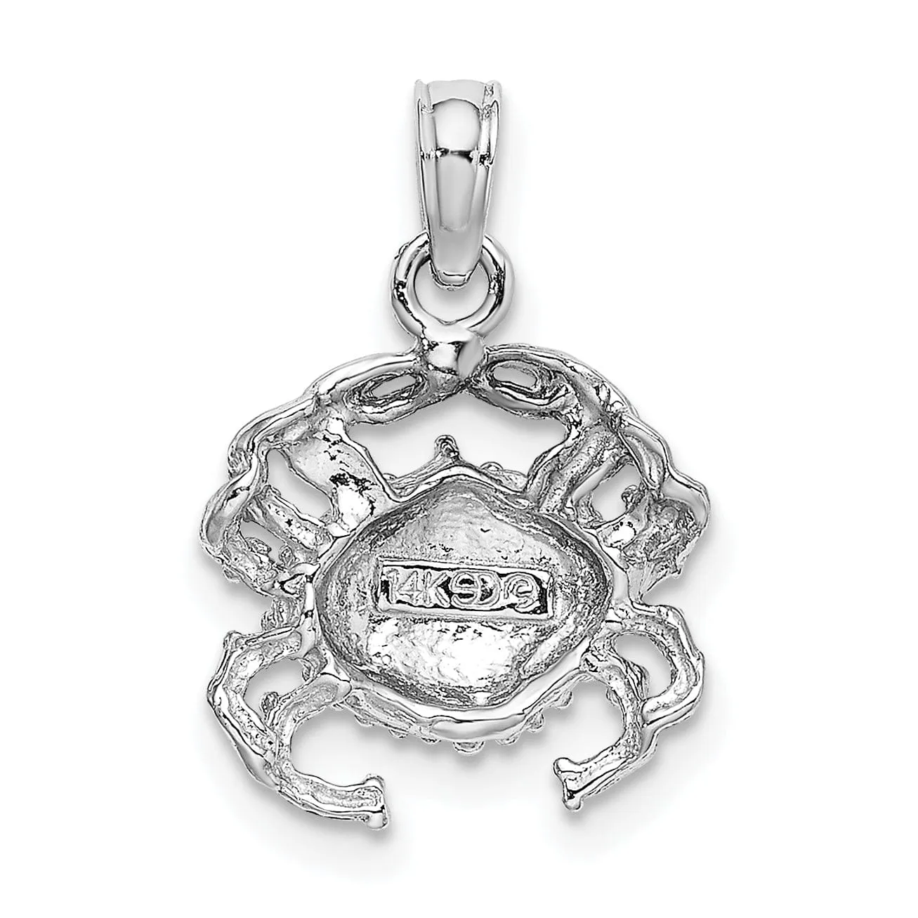 14k White Gold Solid Polished Finish Open-Backed Soild Crab Charm Pendant