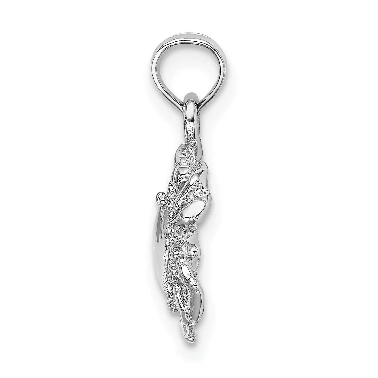 14k White Gold Solid Polished Finish Open-Backed Soild Crab Charm Pendant