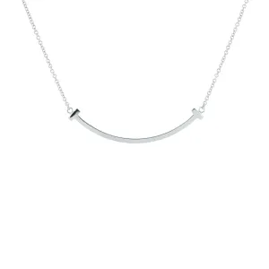 18K WG Tiffany & Co T Smile Necklace