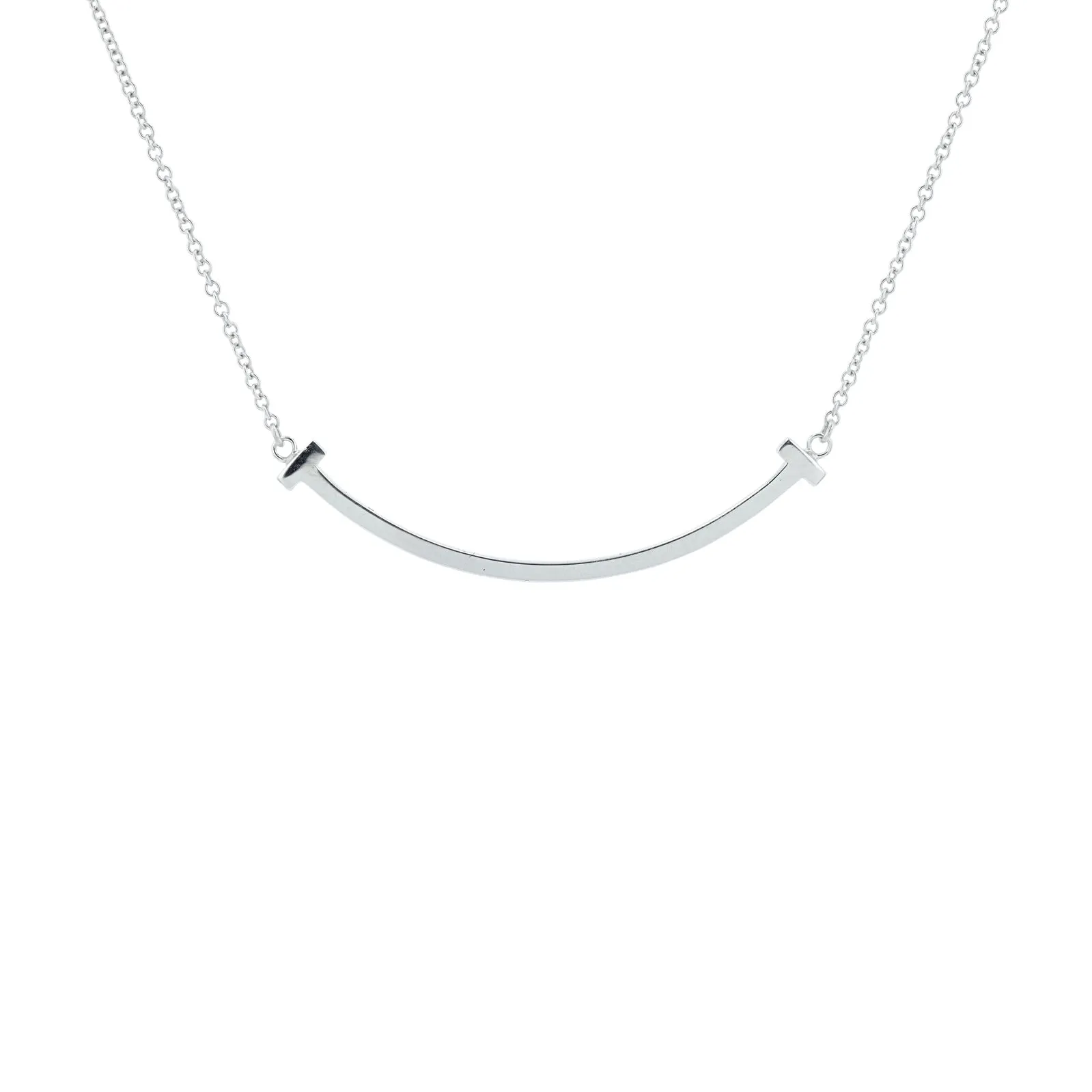18K WG Tiffany & Co T Smile Necklace