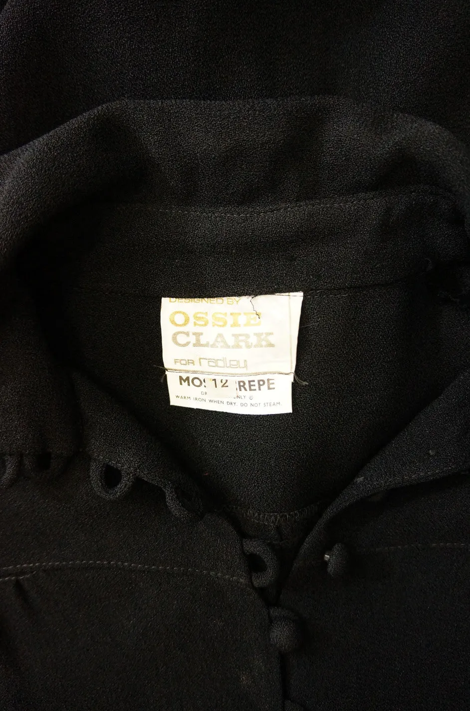 1960s Ossie Clark Black Moss Crepe