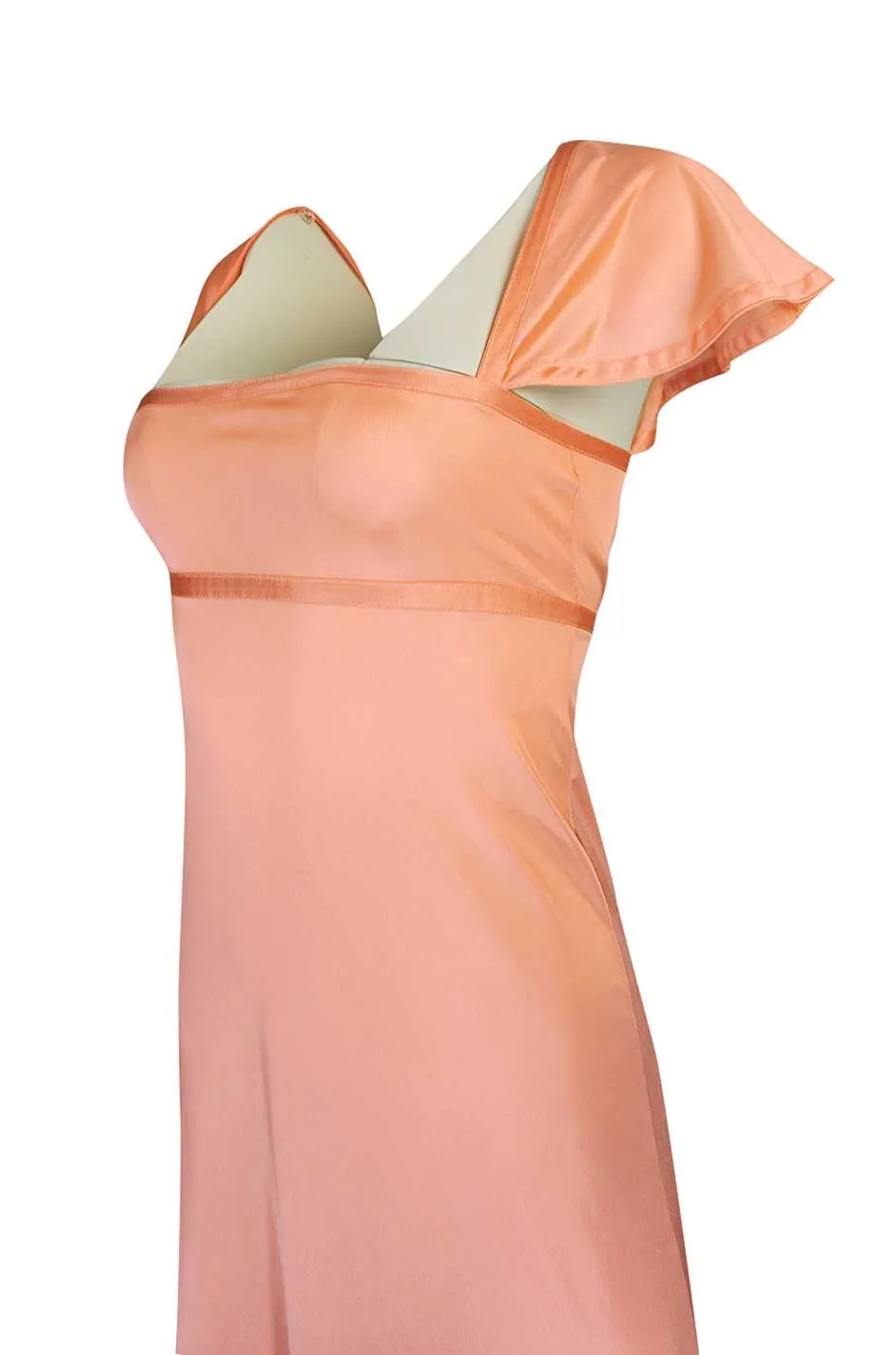 1970s John Kloss Pale Peach Nylon Open Tie Back Dress