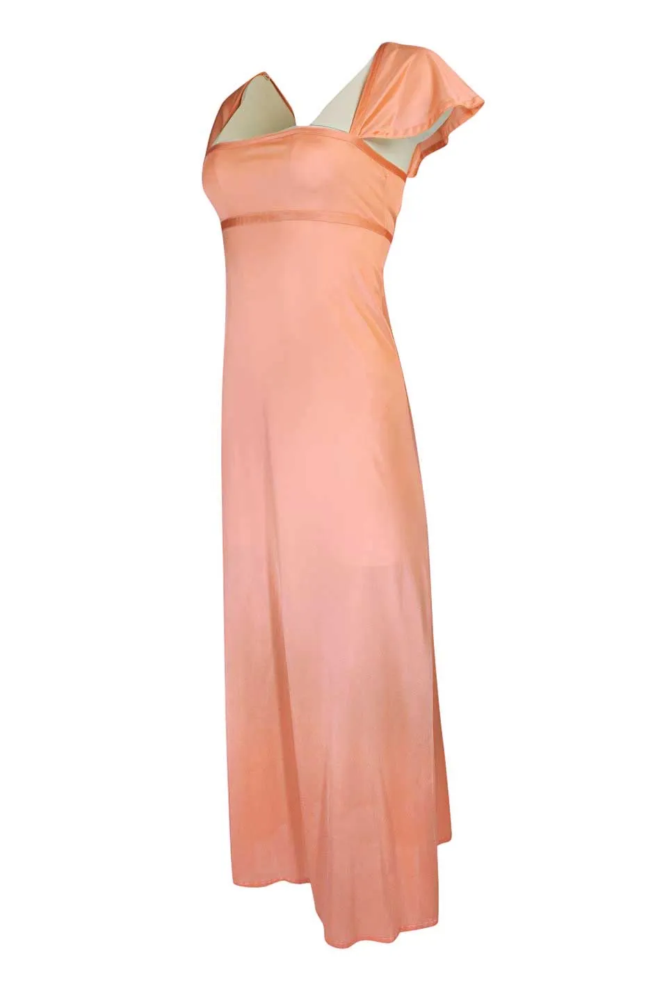 1970s John Kloss Pale Peach Nylon Open Tie Back Dress