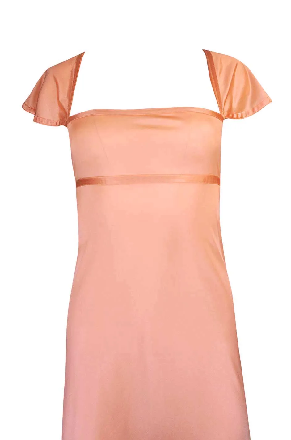 1970s John Kloss Pale Peach Nylon Open Tie Back Dress