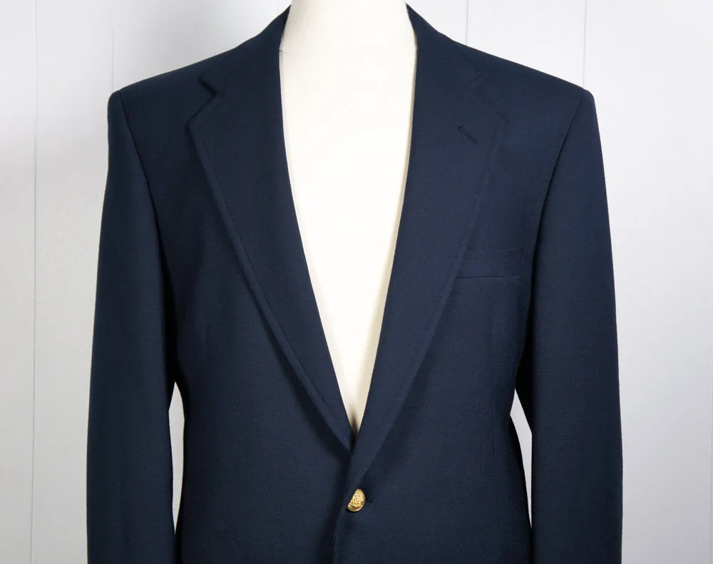 1970's Navy Blue Blazer, Size L