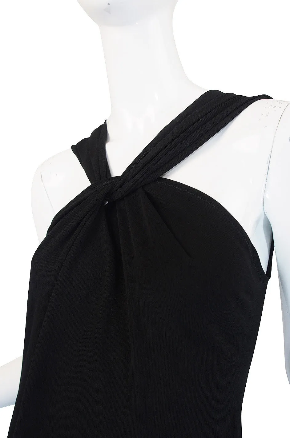 1990s Miss V Valentino Black Halter Gown
