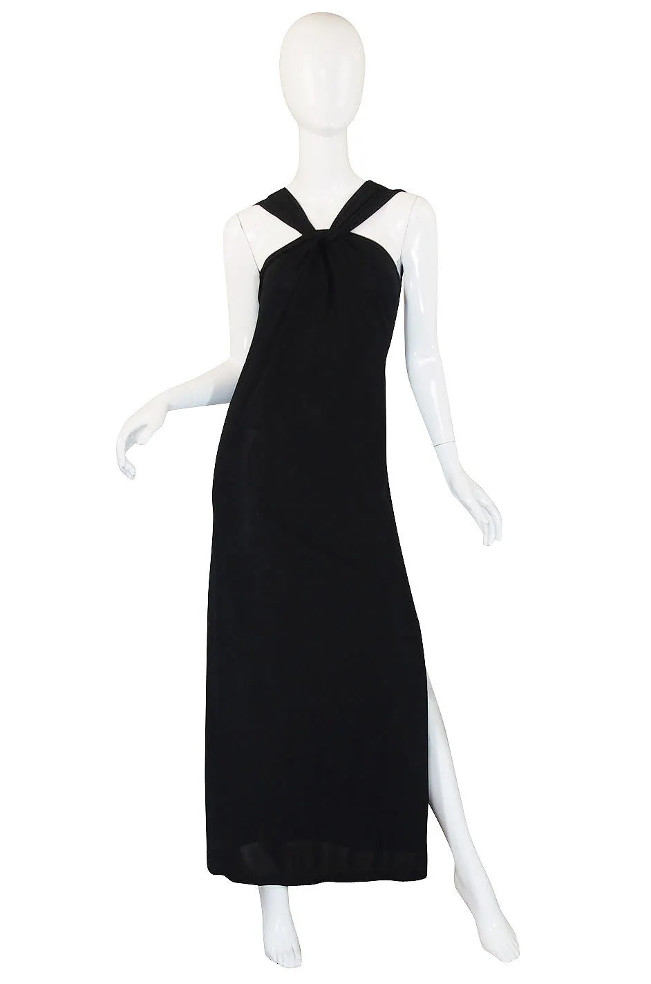 1990s Miss V Valentino Black Halter Gown