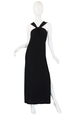 1990s Miss V Valentino Black Halter Gown
