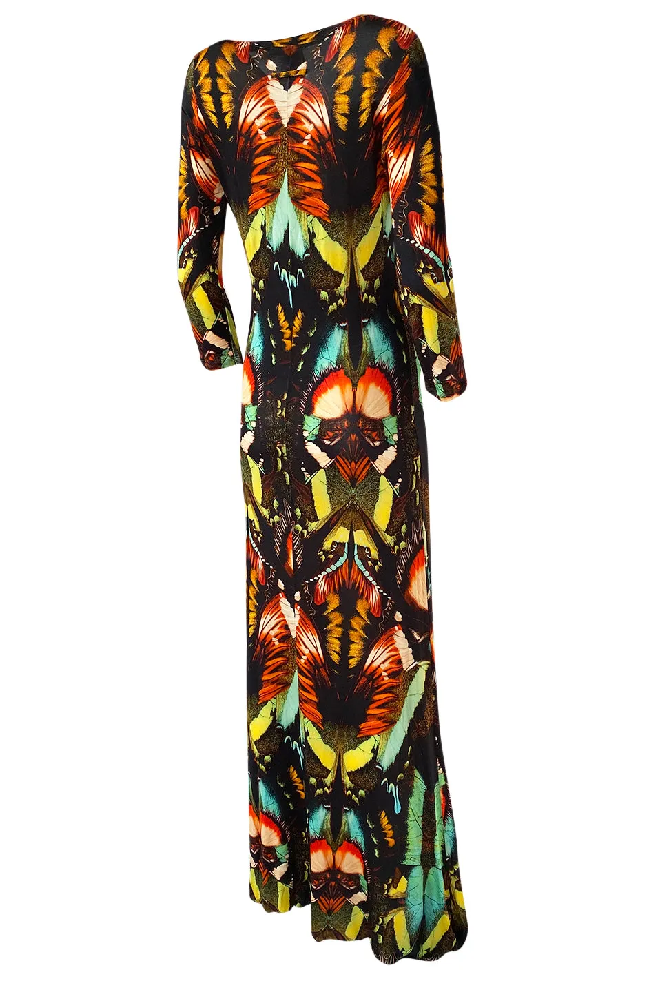 2014 Jean Paul Gaultier Butterfly Stretch Jersey Maxi Dress