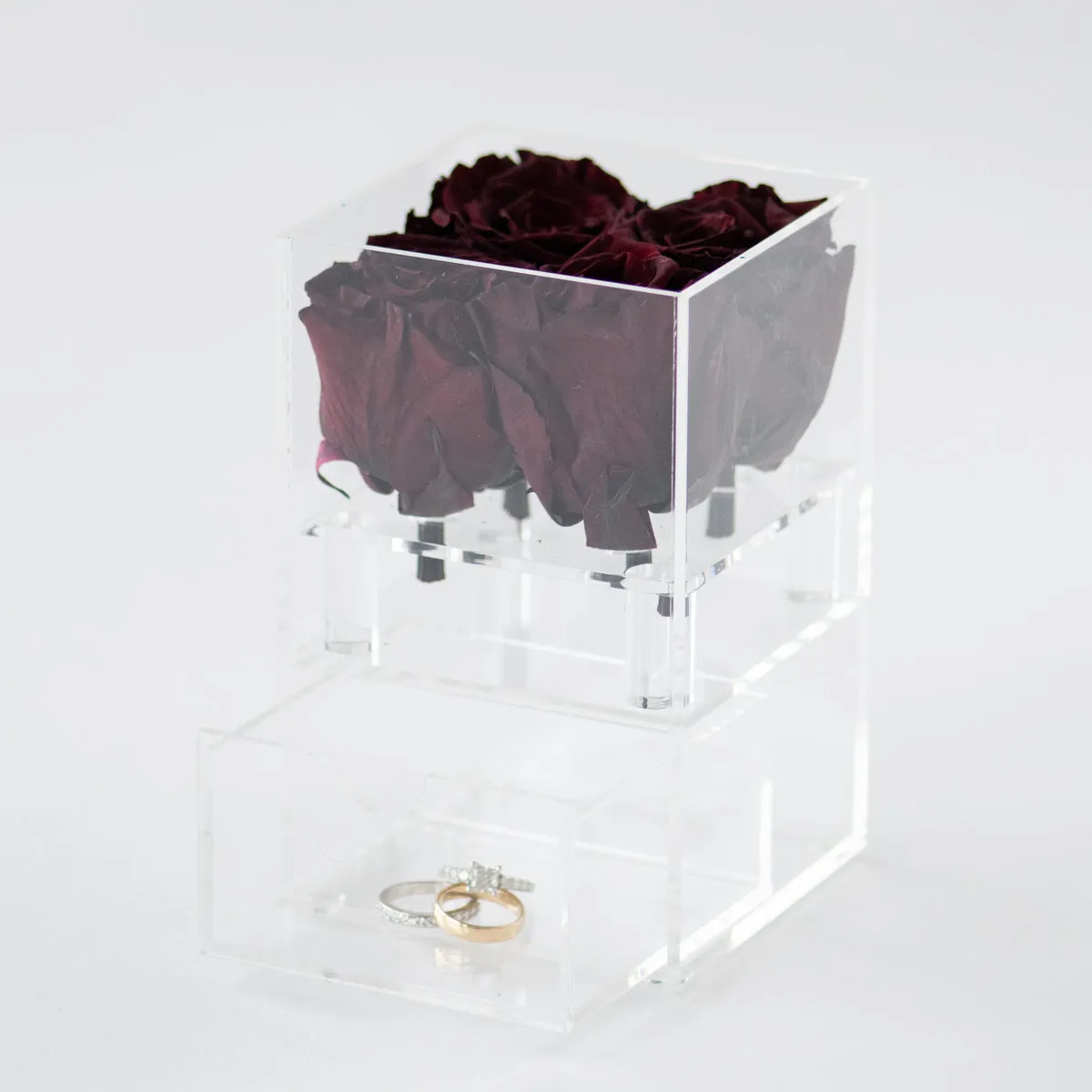 4 Roses with Drawer Preserved