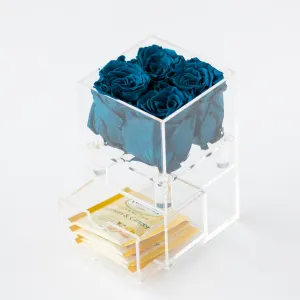 4 Roses with Drawer Preserved