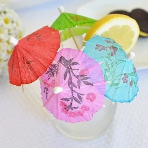 60 Mini Umbrellas Parasol Toothpicks Cocktail Party Pick Tropical Drink Swizzle