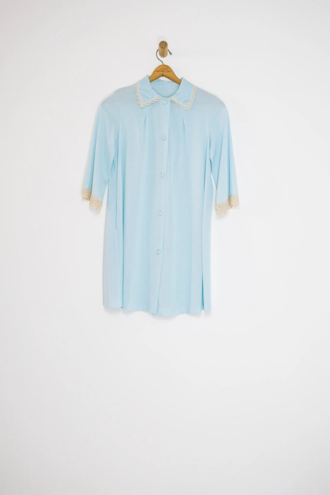60's BLUE PEIGNOIR ROBE/DUSTER / SMALL