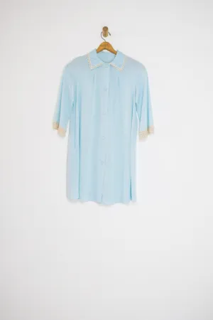 60's BLUE PEIGNOIR ROBE/DUSTER / SMALL