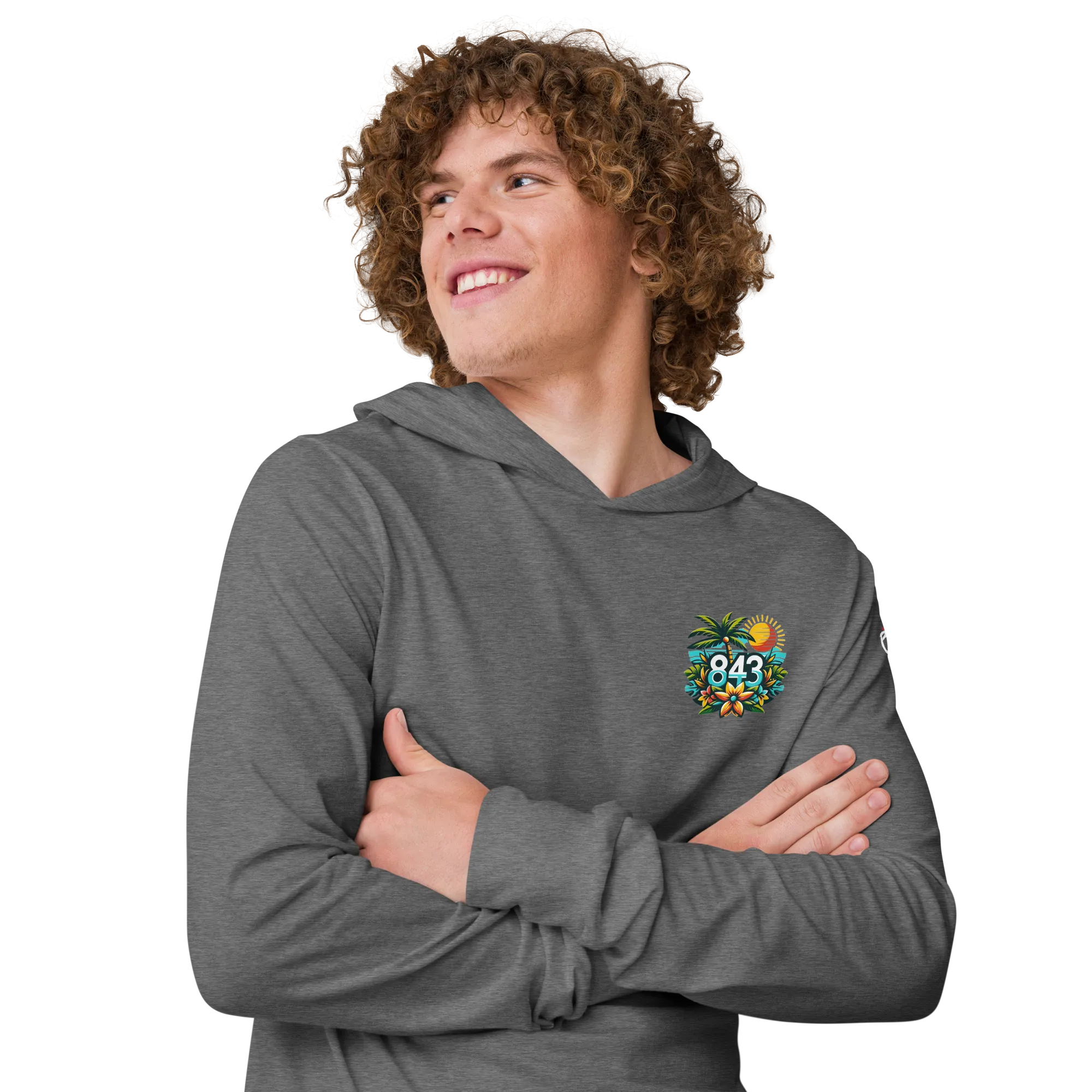 843 Cherry Grove Bar Tabs Hooded long-sleeve tee