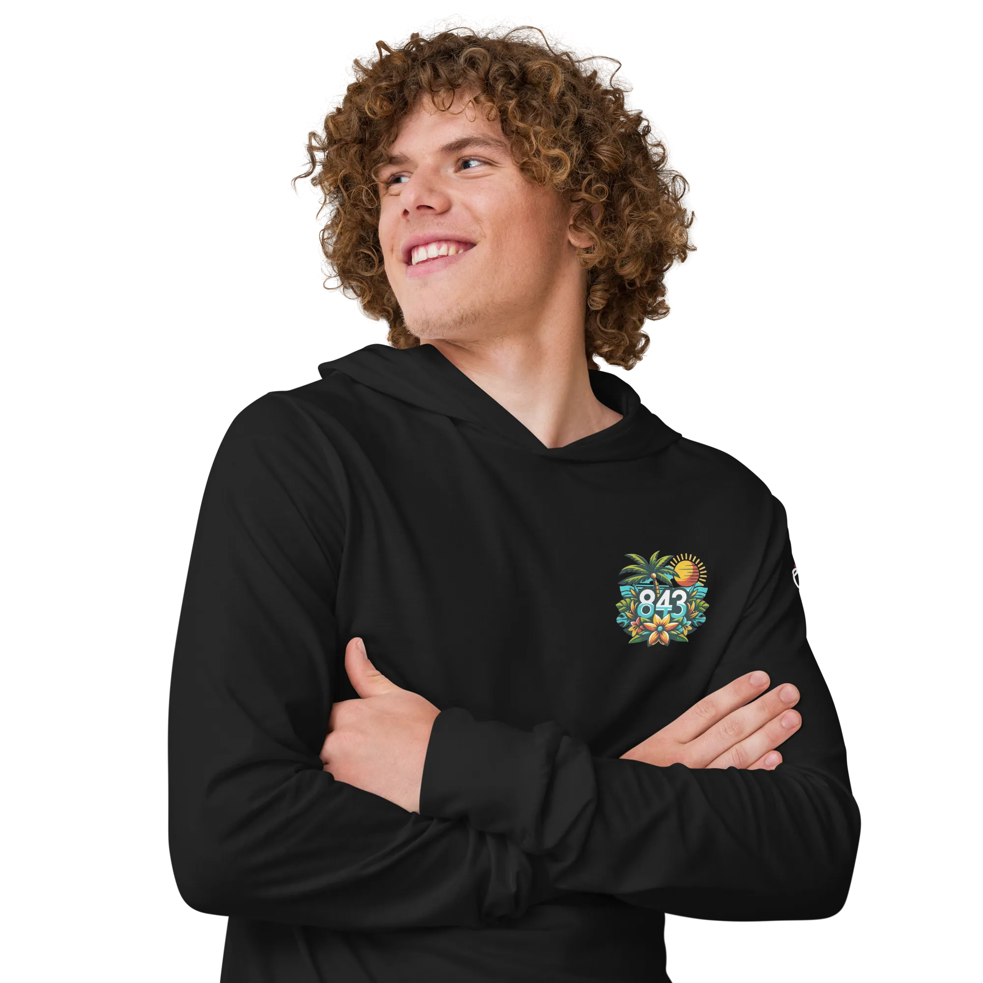 843 Cherry Grove Bar Tabs Hooded long-sleeve tee