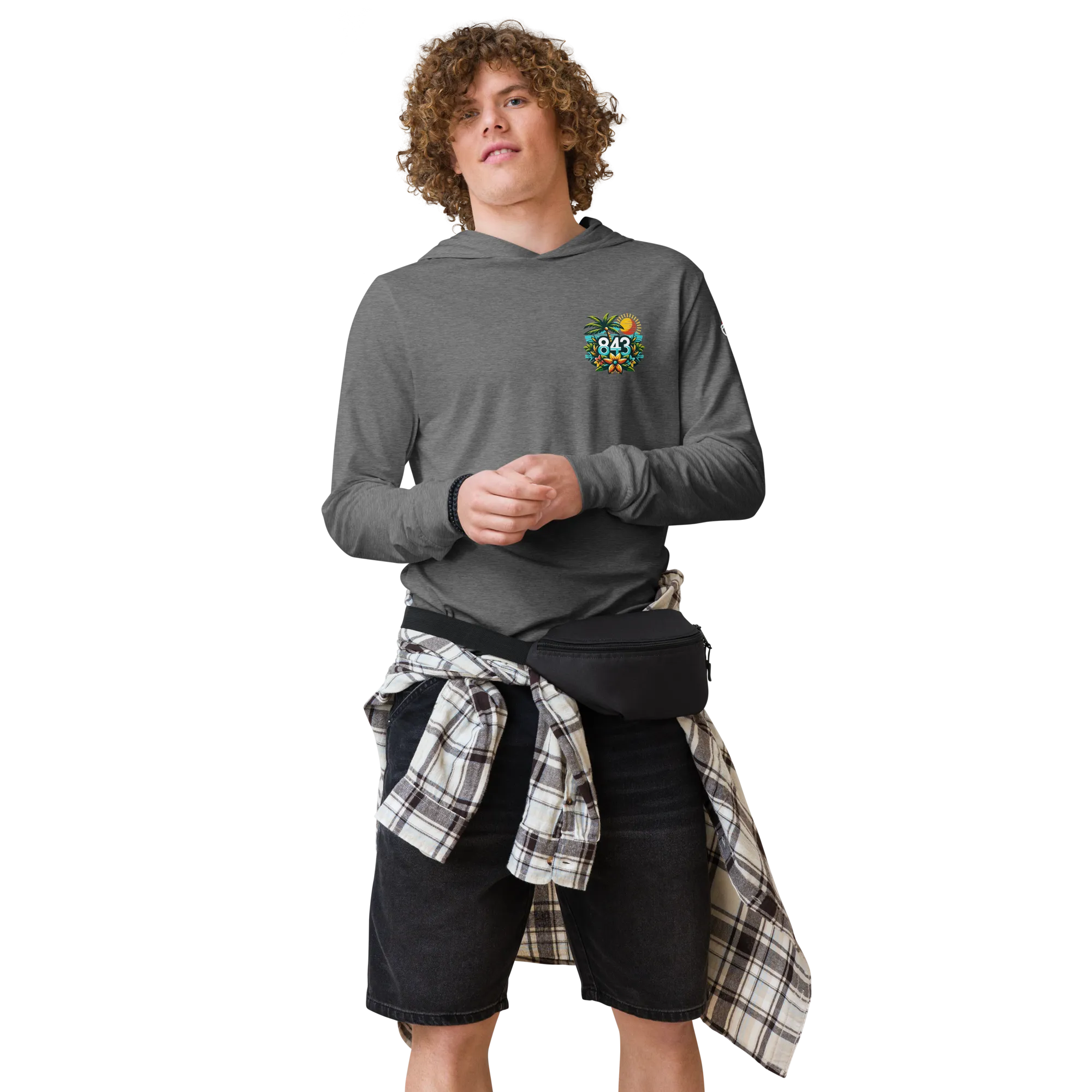 843 Cherry Grove Bar Tabs Hooded long-sleeve tee