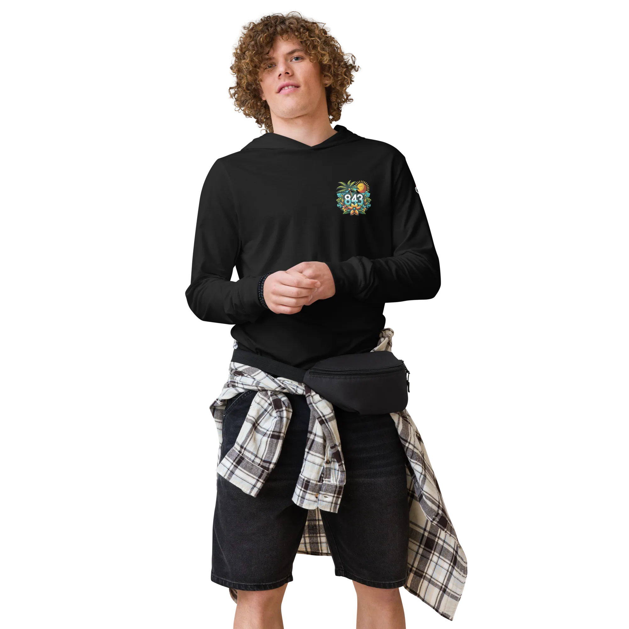 843 Cherry Grove Bar Tabs Hooded long-sleeve tee