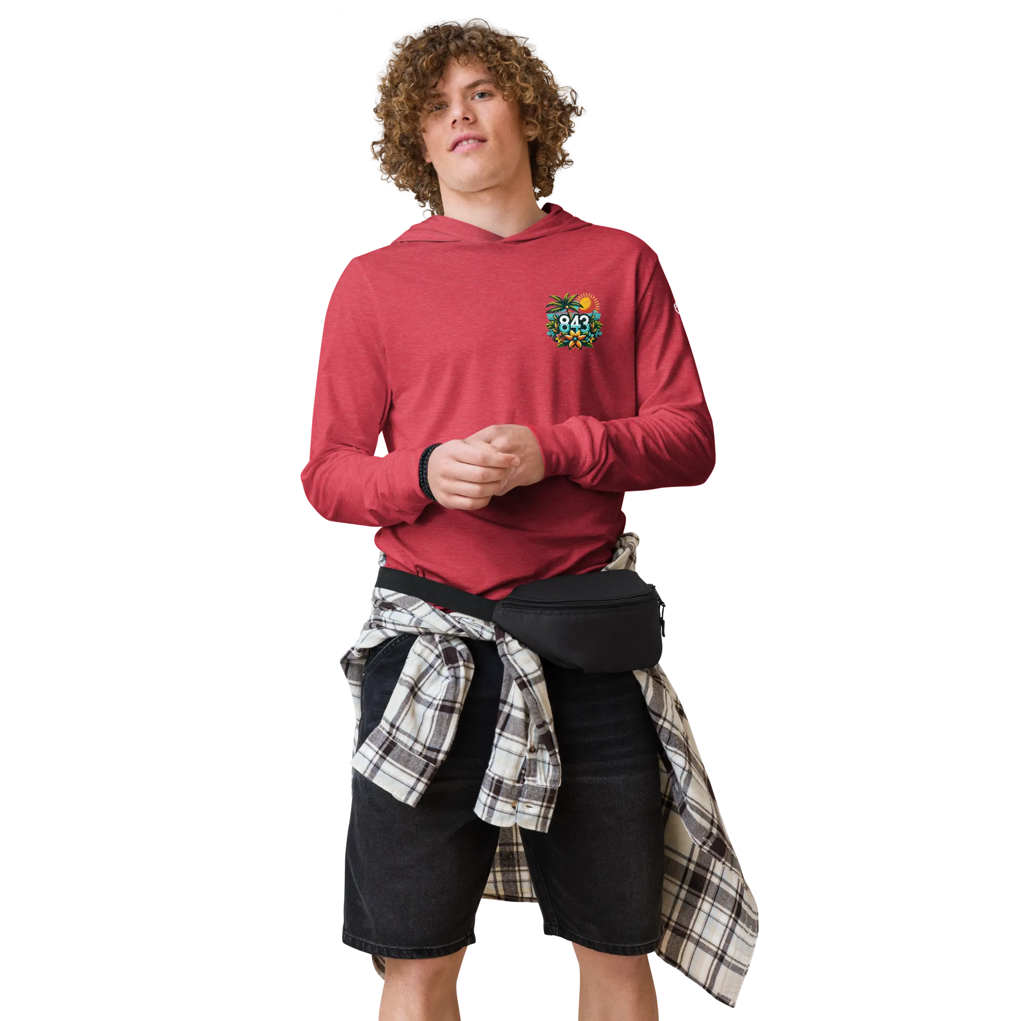 843 Cherry Grove Bar Tabs Hooded long-sleeve tee