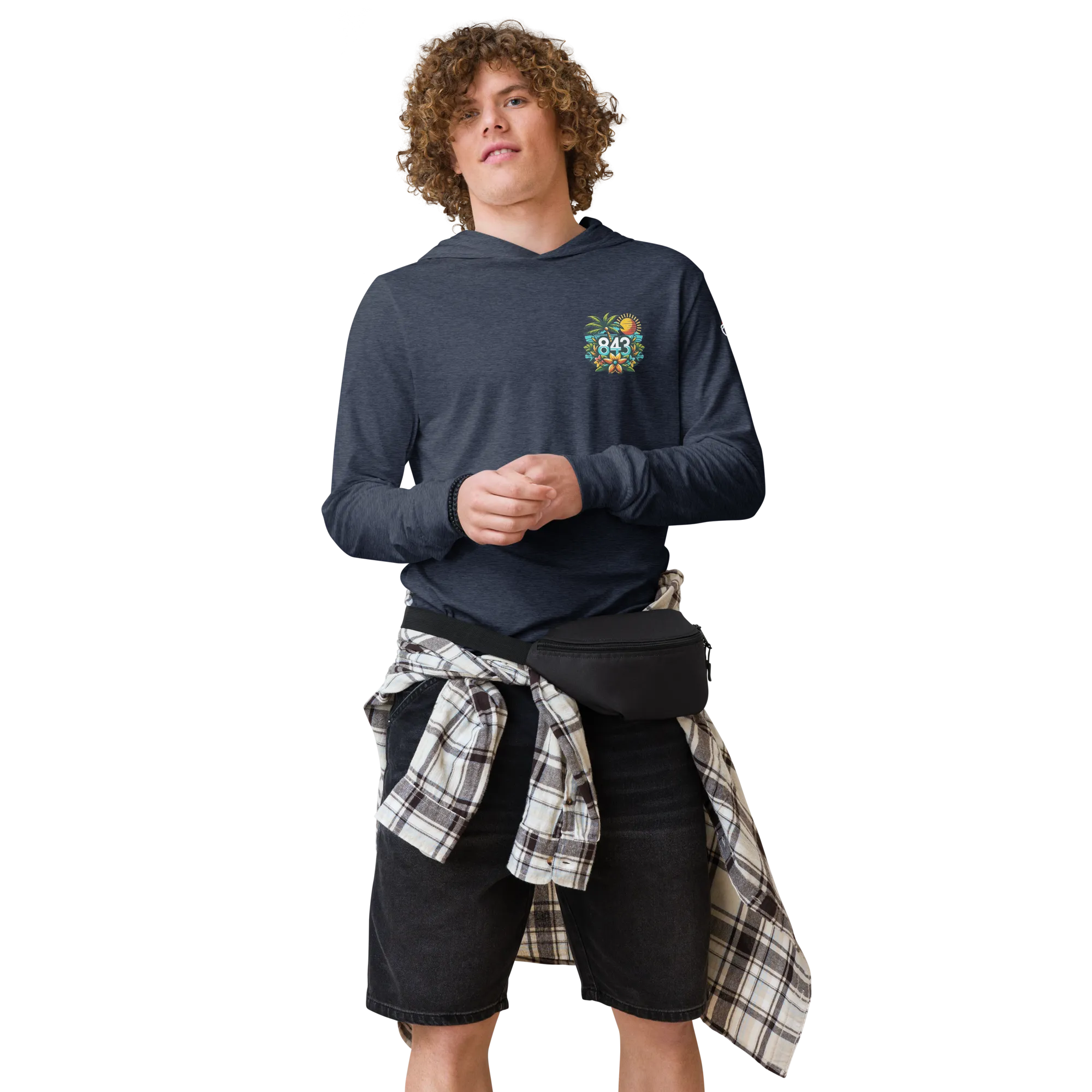 843 Cherry Grove Bar Tabs Hooded long-sleeve tee
