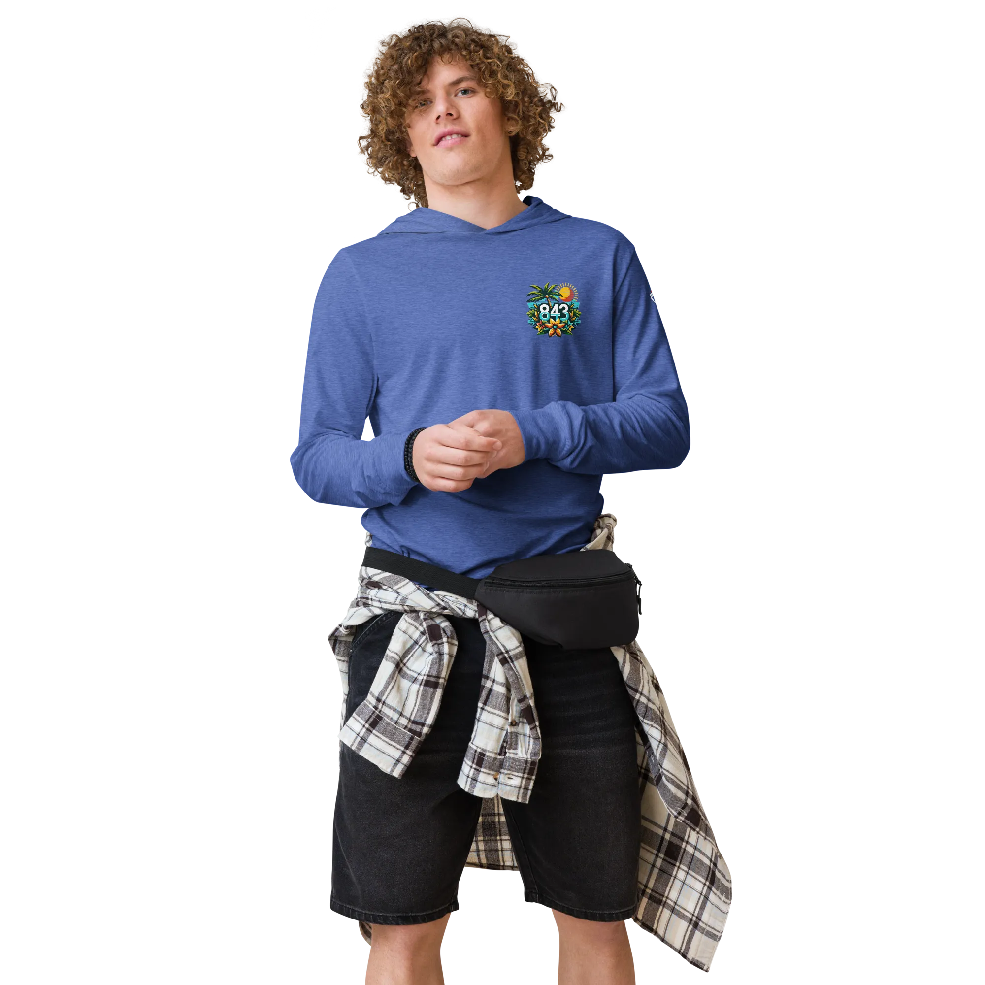 843 Cherry Grove Bar Tabs Hooded long-sleeve tee