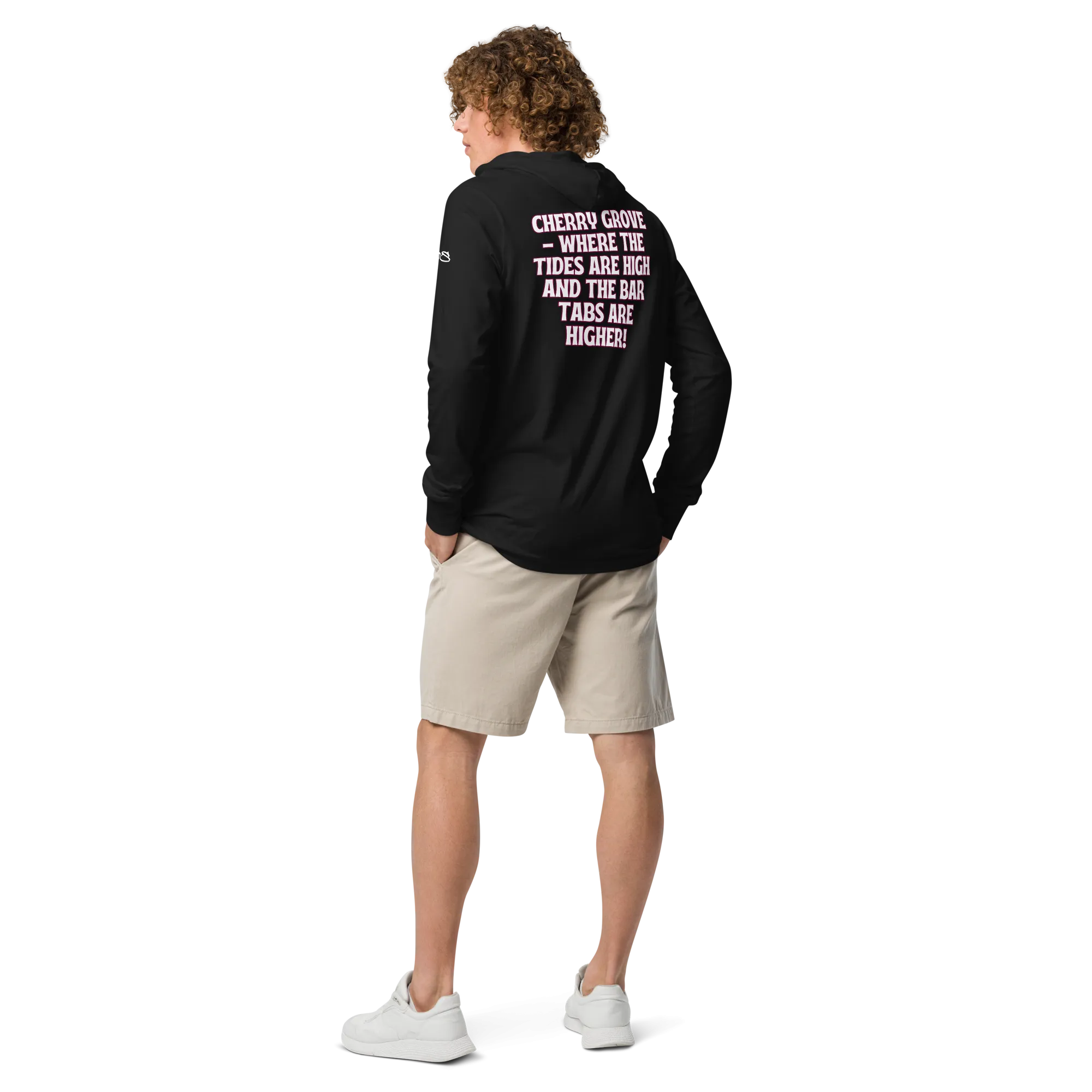 843 Cherry Grove Bar Tabs Hooded long-sleeve tee