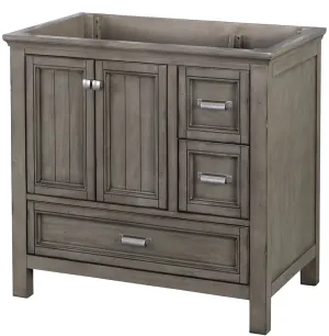 9206921 - Brantley 36" BAGV3622D Vanity, Wood, Distressed Gray, 2-Cabinet Door, 3-Drawer