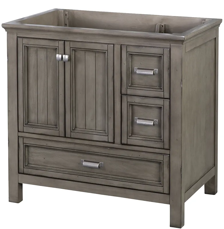 9206921 - Brantley 36" BAGV3622D Vanity, Wood, Distressed Gray, 2-Cabinet Door, 3-Drawer
