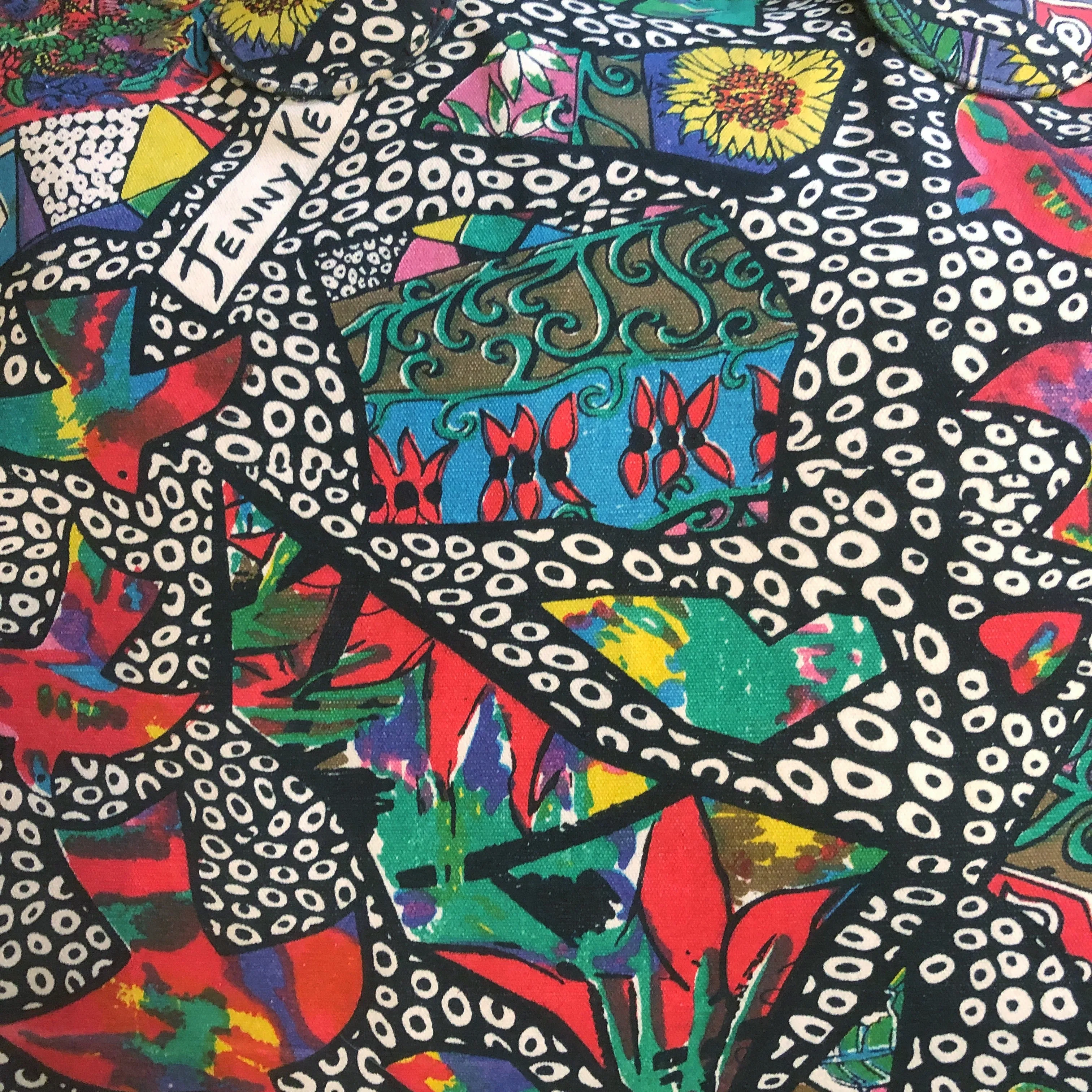A VINTAGE 1980s JENNY KEE PRINTED CANVAS TOTE