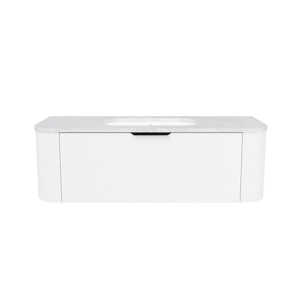 Adelaide 1 Drawer Bathroom Vanity with Silk Surface Sink - Wall Mount - 48" Wood/Satin White/Black