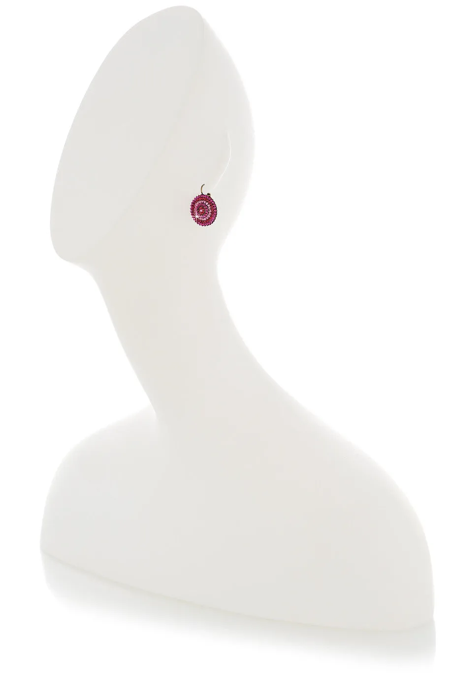 Alba Fuchsia Round Crystal Earrings