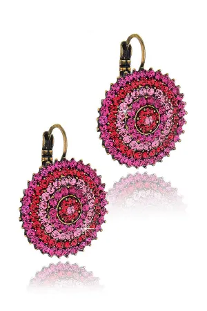 Alba Fuchsia Round Crystal Earrings