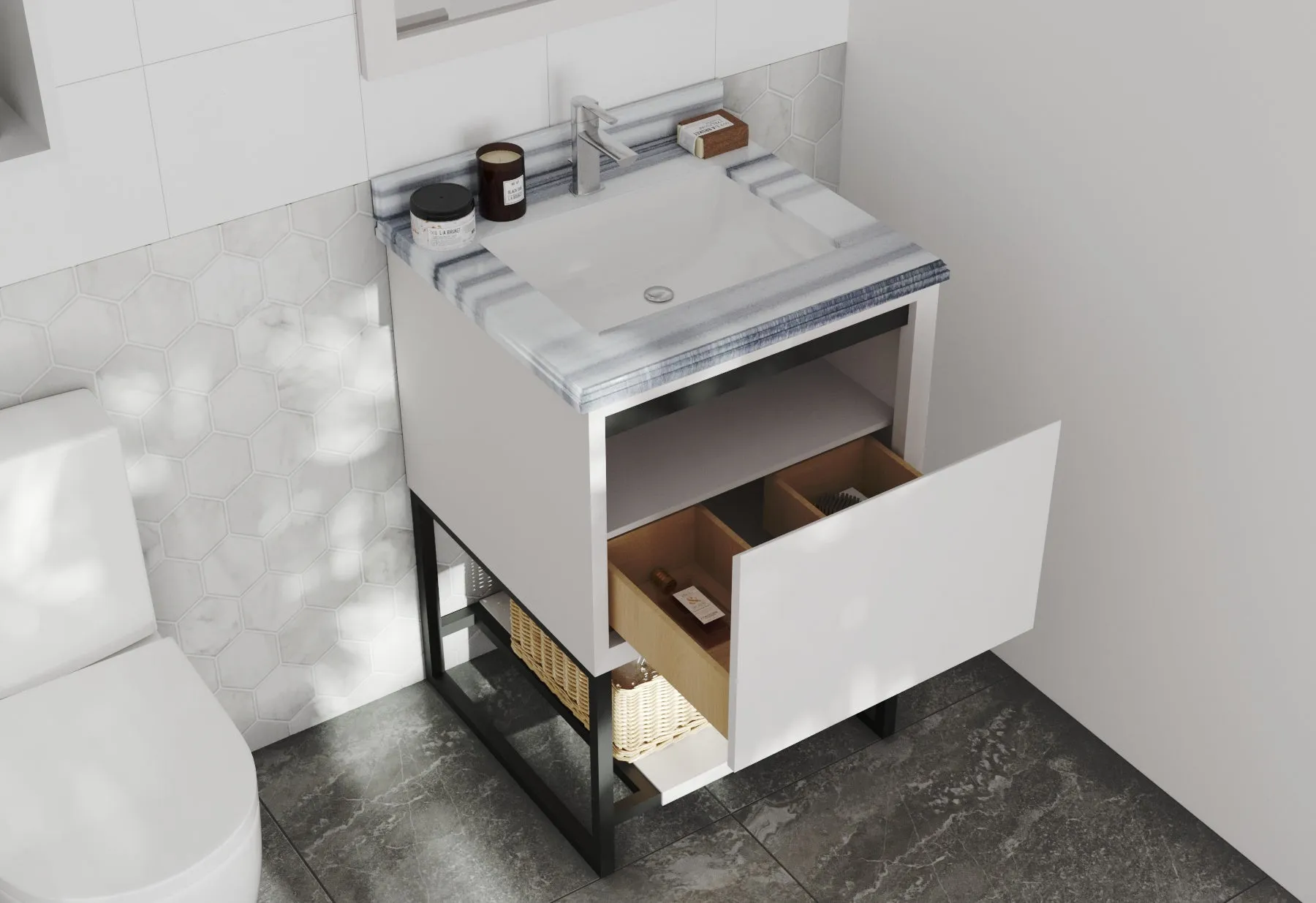 Alto 24" White Bathroom Vanity with Countertop