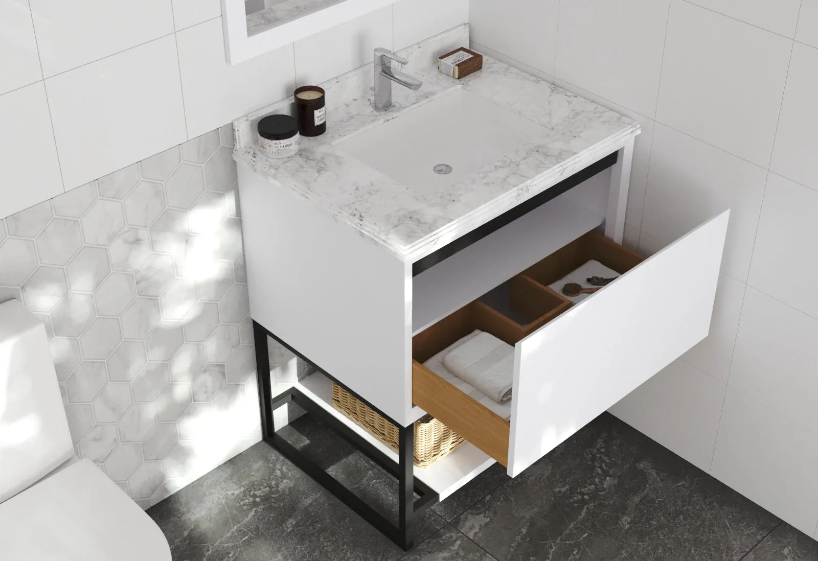 Alto 30" White Bathroom Vanity with Countertop