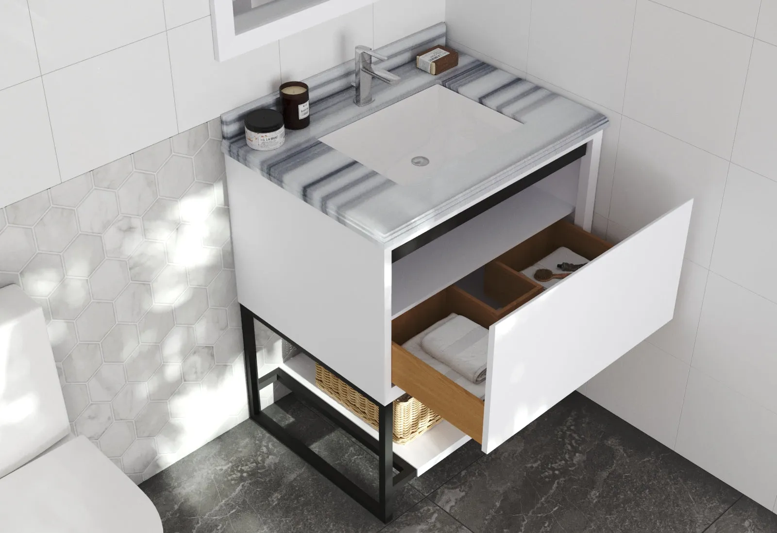 Alto 30" White Bathroom Vanity with Countertop