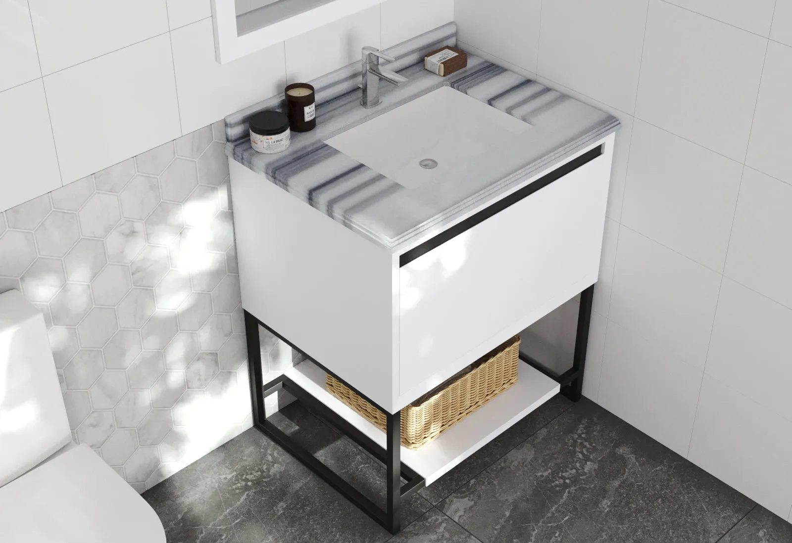 Alto 30" White Bathroom Vanity with Countertop