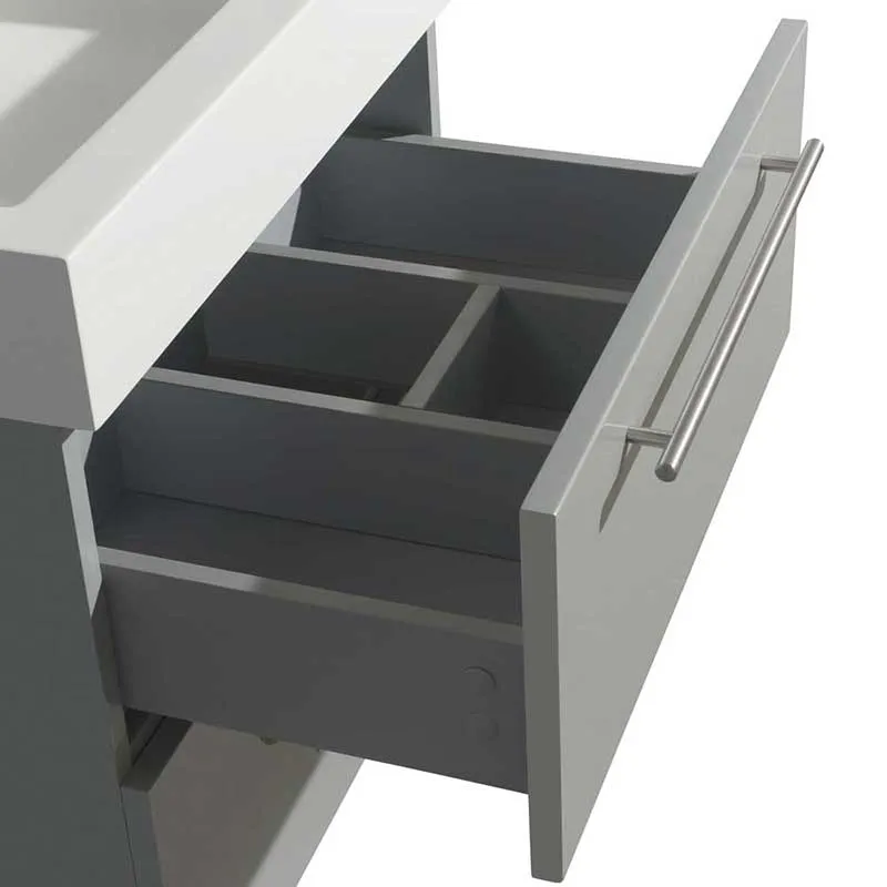 Amare 24" Single Bathroom Vanity in Dove Gray, Green Glass Countertop, Pyra White Porcelain Sink and 24" Mirror