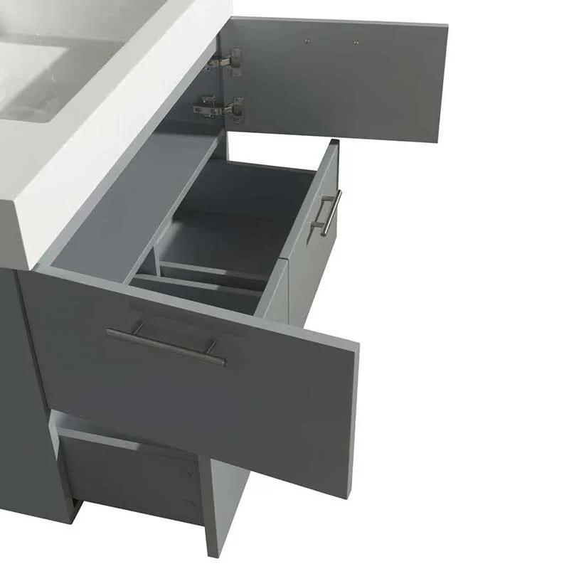 Amare 36" Single Bathroom Vanity in Dove Gray, Green Glass Countertop, Pyra White Porcelain Sink and 24" Mirror