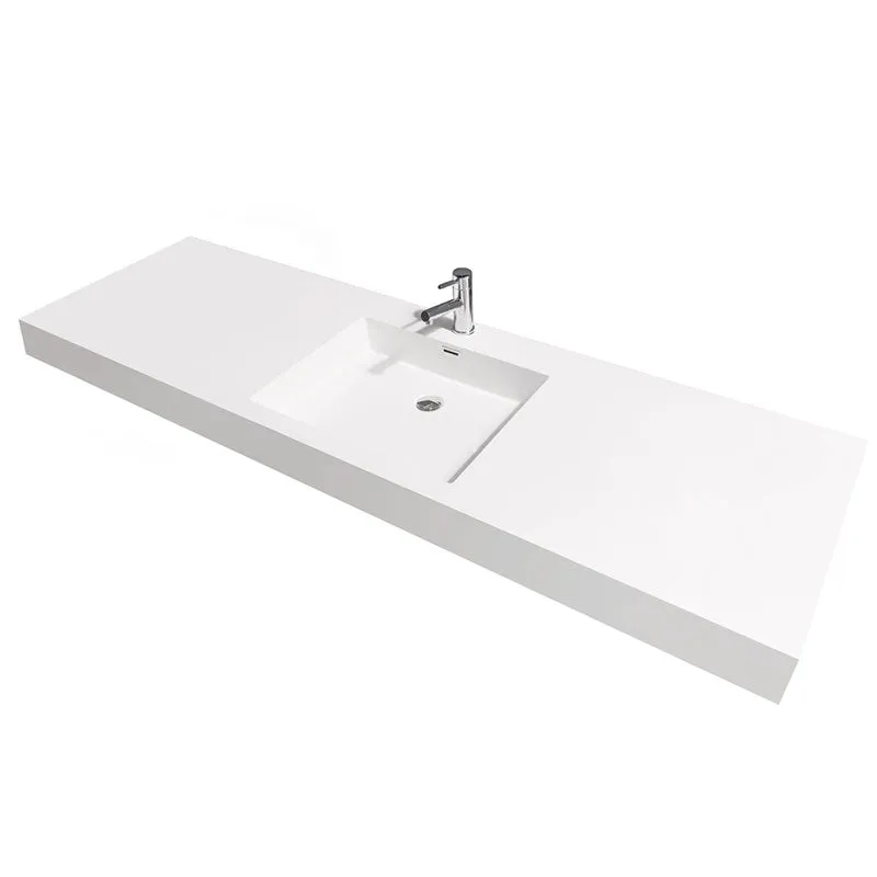 Amare 72" Single Bathroom Vanity in Dove Gray, Acrylic Resin Countertop, Integrated Sink and 70" Mirror