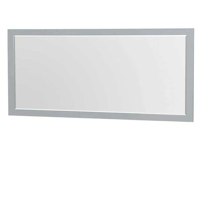 Amare 72" Single Bathroom Vanity in Dove Gray, White Man-Made Stone Countertop, Altair Black Granite Sink and 70" Mirror