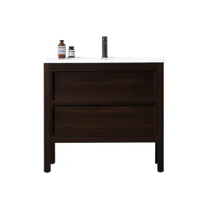 Annecy 2 Drawers Bathroom Vanity with Acrylic Sink - Floor Mount - 36" Wood/Dark Walnut