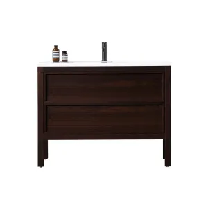 Annecy 2 Drawers Bathroom Vanity with Acrylic Sink - Floor Mount - 48" Wood/Dark Walnut