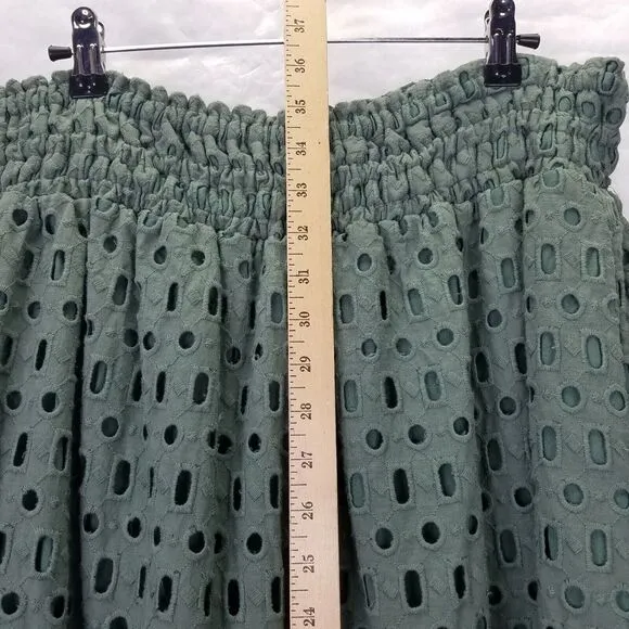 Anthropologie The Somerset Maxi Skirt M/L Eyelet Edition Moss Green Lined Tiered